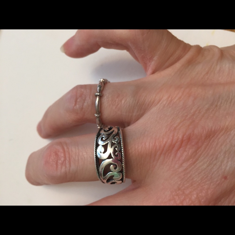 Two beautiful vintage 925 sterling silver hand tooled rings